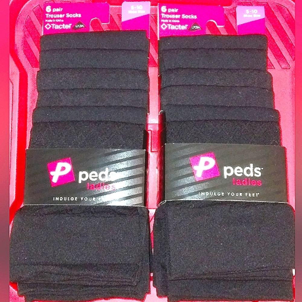L@@K☆NWT☆Bundled Ladies "Peds" Black Dressy/Lightweight 12(TWELVE) Trouser Socks
